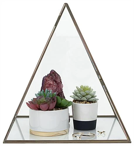 12 X 15 Medium Glass Pyramid Display Case With Copper Frame - Clear 6 12 X 15 Medium Glass Pyramid Display Case With Copper Frame - Clear - Image 4