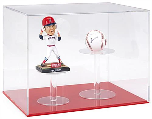 16 X 12 Square Countertop Display Case With Clear Acrylic Lift-Off Top - Red Base 3 16 X 12 Square Countertop Display Case With Clear Acrylic Lift-Off Top - Red Base