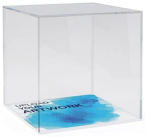 12 X 12 Square Countertop Display Case W/ Lift-Off Top & Custom Printing - White Base 3 12 X 12 Square Countertop Display Case W/ Lift-Off Top & Custom Printing - White Base
