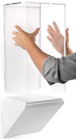 10”w Wall Wedge Display Case W/ MDF Base And Lift Off Acrylic Vitrine - White -LuxeDisplay Shop dcwwdg10wh.ra3 preview