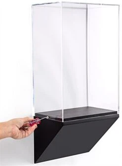 12”w Wall Wedge Display Case W/ MDF Base And Lift Off Acrylic Vitrine - Black -LuxeDisplay Shop dcwwdg12bk.ra3 preview