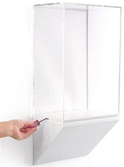 12”w Wall Wedge Display Case W/ MDF Base And Lift Off Acrylic Vitrine - White -LuxeDisplay Shop dcwwdg12wh.ra3 preview