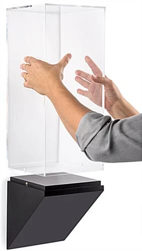 8”w Wall Wedge Display Case W/ MDF Base And Lift Off Acrylic Vitrine - Black 5 8”w Wall Wedge Display Case W/ MDF Base And Lift Off Acrylic Vitrine - Black - Image 3