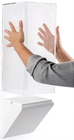 8”w Wall Wedge Display Case W/ MDF Base And Lift Off Acrylic Vitrine - White -LuxeDisplay Shop dcwwdg8wh.ra2 preview