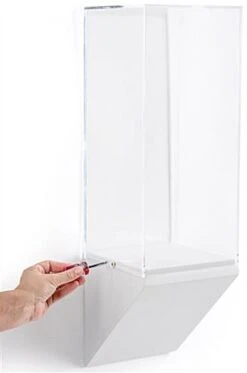 8”w Wall Wedge Display Case W/ MDF Base And Lift Off Acrylic Vitrine - White -LuxeDisplay Shop dcwwdg8wh.ra3 preview