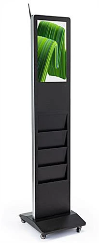 21.5" Screen Freestanding Digital Magazine Rack, 8.5"w, Android OS W/ WiFi – Black