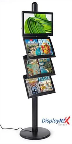3-Tiered Digital Literature Holder, DisplayIt!Xpress Content Management - Black