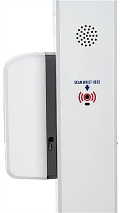 Non-Touch Wrist Temperature Scanner Stand W/ 1000ml Gel Sanitizer Dispenser - White -LuxeDisplay Shop dgtempscn.ra5 preview