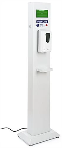 Non-Touch Wrist Temperature Scanner Stand W/ 1000ml Gel Sanitizer Dispenser - White