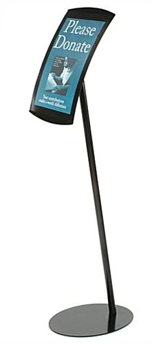 11 X 17 Menu Floor Stand, Magnetic Lens, Curved Frame, Portrait Or Landscape - Black
