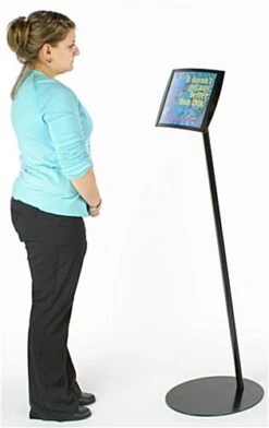 8.5 X 11 Menu Floor Stand, Magnetic Lens, Curved Frame, Portrait Or Landscape - Black -LuxeDisplay Shop dmgfs85blk.ra2 preview