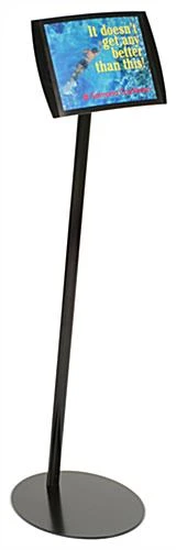 8.5 X 11 Menu Floor Stand, Magnetic Lens, Curved Frame, Portrait Or Landscape - Black