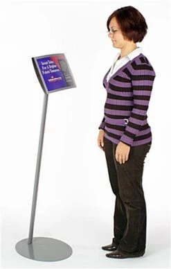 8.5 X 11 Menu Floor Stand, Magnetic Lens, Curved Frame, Portrait Or Landscape -Silver -LuxeDisplay Shop dmgfs85slv.ra2 preview