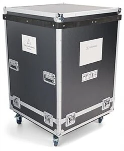 41" Tall Portable Counter W/ 3-Sided LED Screen Display, Storage Case, Wheels - Black -LuxeDisplay Shop dp031nvb.ra3 preview