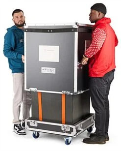 41" Tall Portable Counter W/ 3-Sided LED Screen Display, Storage Case, Wheels - Black -LuxeDisplay Shop dp031nvb.ra8 preview