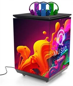 41" Tall Portable Counter W/ 3-Sided LED Screen Display, Storage Case, Wheels - Black -LuxeDisplay Shop dp031nvb.ra9 preview