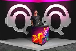 41" Tall Portable Counter W/ 3-Sided LED Screen Display, Storage Case, Wheels - Black -LuxeDisplay Shop dpo31nvb.ra10 preview