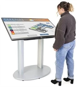 TV Stand For Floor Fits Monitors 42 To 60-Inch, Angled Design - Silver -LuxeDisplay Shop drmntst.ra6 preview