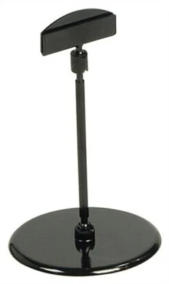 5-3/4" Sign Holder For Tabletops, Holds Signs Up To 1mm Thick, Round Base - Black