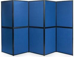 121"w Floor Standing Hook & Loop Display Board, 10 Panels, Double Sided - Blue