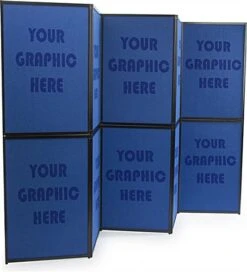 121"w Floor Standing Hook & Loop Display Board, 10 Custom Printed Panels - Blue -LuxeDisplay Shop fbl7272tn1.ra2 preview