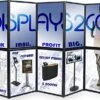121"w Floor Standing Hook & Loop Display Board, 10 Custom Printed Panels - Blue -LuxeDisplay Shop fbl7272tn1.rw preview
