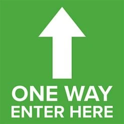 12 X 12 Pre-Printed Floor Decal For Crowd Control, One Way Message - Green