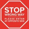 12 X 12 Pre-Printed Floor Decal For Crowd Control, Stop Wrong Way Message - Red -LuxeDisplay Shop fd12sdscp.rw preview