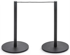Set Of (8) QueuePole Slim 16” Stanchion Posts With 100’ Black Elastic Cord -LuxeDisplay Shop fd16kbk08.ra1 preview