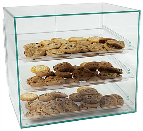 Food Display Case With (3) Plastic Removable Trays - Green Acrylic 3 Food Display Case With (3) Plastic Removable Trays - Green Acrylic