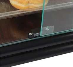 Acrylic Food Display Case With (3) Plastic Removable Trays - Mahogany Base & Top -LuxeDisplay Shop fdcs3trmh.ra2 preview