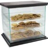 Acrylic Food Display Case With (3) Plastic Removable Trays - Mahogany Base & Top