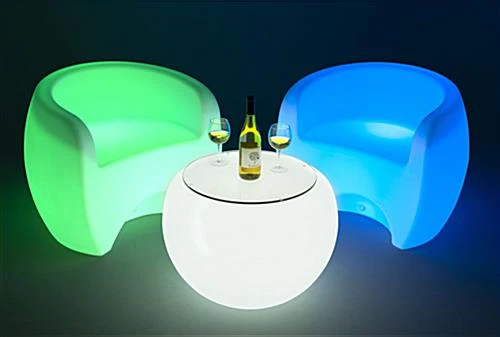 26" Round LED Coffee Table, 16 Color Options, Rechargeable Battery - White 5 26" Round LED Coffee Table, 16 Color Options, Rechargeable Battery - White - Image 3