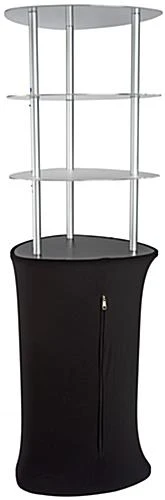 Trade Show Display Tower W/ Acrylic Shelves, Black Fabric Cover, Portable - Silver 5 Trade Show Display Tower W/ Acrylic Shelves, Black Fabric Cover, Portable - Silver - Image 3