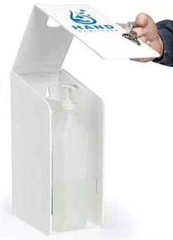 Gallon Hand Sanitizer Holder, Countertop Or Wall Mount, Stock Graphics - White -LuxeDisplay Shop fg1ghsh.ra2 preview