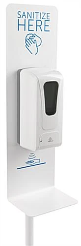 Touchless Hand Sanitizer Dispenser, Floor Standing W/ Pre-Printed Backsplash - White 4 Touchless Hand Sanitizer Dispenser, Floor Standing W/ Pre-Printed Backsplash - White - Image 2