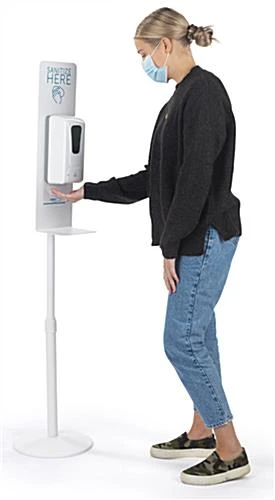 Touchless Hand Sanitizer Dispenser, Floor Standing W/ Pre-Printed Backsplash - White 8 Touchless Hand Sanitizer Dispenser, Floor Standing W/ Pre-Printed Backsplash - White - Image 6