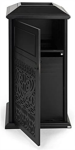17 Gal Cast Aluminum Trash Receptacle W/ Powder Coated Finish, Decorative - Black -LuxeDisplay Shop fgaltrash1.ra2 preview