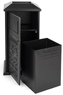 17 Gal Cast Aluminum Trash Receptacle W/ Powder Coated Finish, Decorative - Black -LuxeDisplay Shop fgaltrash1.ra3 preview