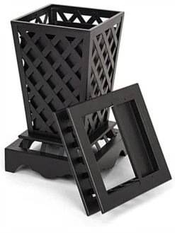 10 Gal Cast Aluminum Trash Receptacle W/ Powder Coated Finish, Basket Weave - Black -LuxeDisplay Shop fgaltrash3.ra2 preview