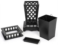 10 Gal Cast Aluminum Trash Receptacle W/ Powder Coated Finish, Basket Weave - Black -LuxeDisplay Shop fgaltrash3.ra3 preview