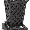 10 Gal Cast Aluminum Trash Receptacle W/ Powder Coated Finish, Basket Weave - Black