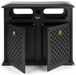Dual 17 Gal Cast Aluminum Receptacle W/ Powder Coated Finish, Basket Weave - Black 11 Dual 17 Gal Cast Aluminum Receptacle W/ Powder Coated Finish, Basket Weave - Black -LuxeDisplay Shop fgaltrash4.ra2 preview
