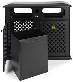 Dual 17 Gal Cast Aluminum Receptacle W/ Powder Coated Finish, Basket Weave - Black 12 Dual 17 Gal Cast Aluminum Receptacle W/ Powder Coated Finish, Basket Weave - Black -LuxeDisplay Shop fgaltrash4.ra3 preview