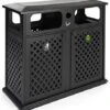 Dual 17 Gal Cast Aluminum Receptacle W/ Powder Coated Finish, Basket Weave - Black