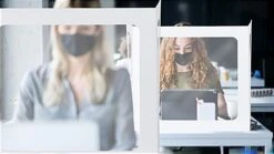 Student Desk Sneeze Shield, 3 Clear Panels, Set Of 20, Folding - White -LuxeDisplay Shop fgcdd202.ra5 preview