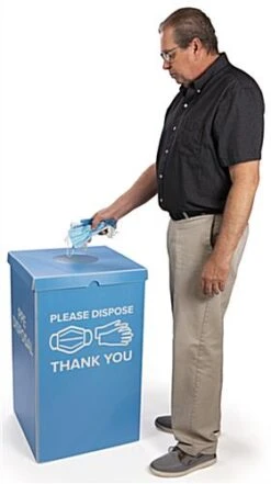 Corrugated Plastic Dump Bin For Floor, Includes Top, PPE Disposal Graphic - Blue -LuxeDisplay Shop fgctrwhppe.ra4 preview