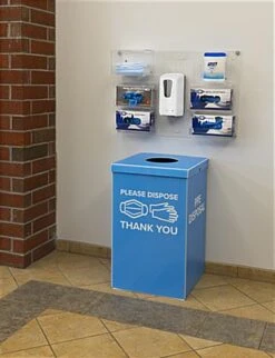 Corrugated Plastic Dump Bin For Floor, Includes Top, PPE Disposal Graphic - Blue -LuxeDisplay Shop fgctrwhppe.ra6 preview