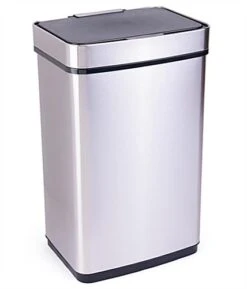 Trash Receptacle With 16 Gallon Bin W/ Motion Sensor - Silver