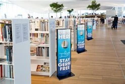 Touchless Hand Sanitizer Dispenser, Generic Gel, Floor Stand, Pre-Print Graphic-Blue -LuxeDisplay Shop fghndstize3.ra7 preview